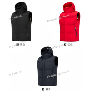 Man vest     style:8001    shell: 88%nylon, 12%spandex,    lining: 100%polyester,  filling: 85% white duck down